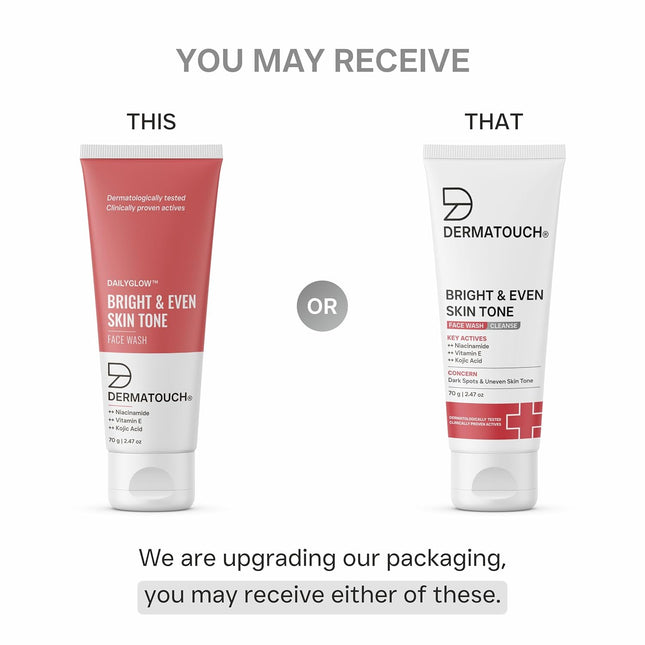 DERMATOUCH Bright & Even Tone Face Wash with Niacinamide, Vitamin E and Kojic Acid | 70g