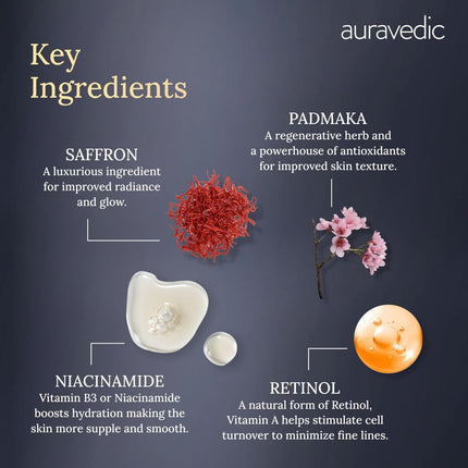 Auravedic Kumkumadi Oil Retinol Night Cream For Face - Night Cream-50g