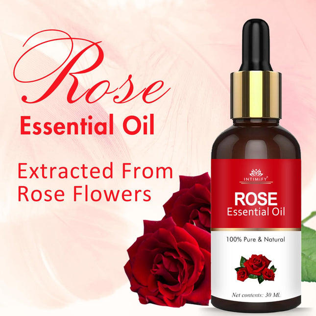 INTIMIFY Rose Essential Oil, For Face, Skin, Hair Growth, Diffuser, Soap Making 30 ml