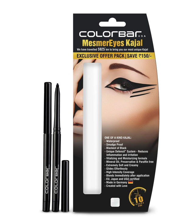 Colorbar Cosmetics MesmerEyes Kajal Duo, Black-0.70g Pack of 2