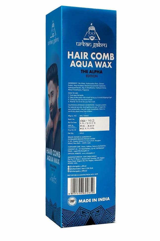 UrbanGabru Aqua Hair Wax | Alpha Edition 2-in-1 Men Hair Styling Wax 260ml