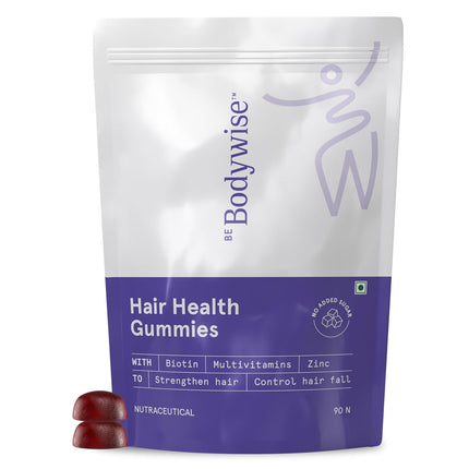 Be Bodywise Biotin Hair Gummies for Stronger, Shinier Hair & Nails | With Biotin, Zinc, Folic Acid, Fibre & Multivitamin
