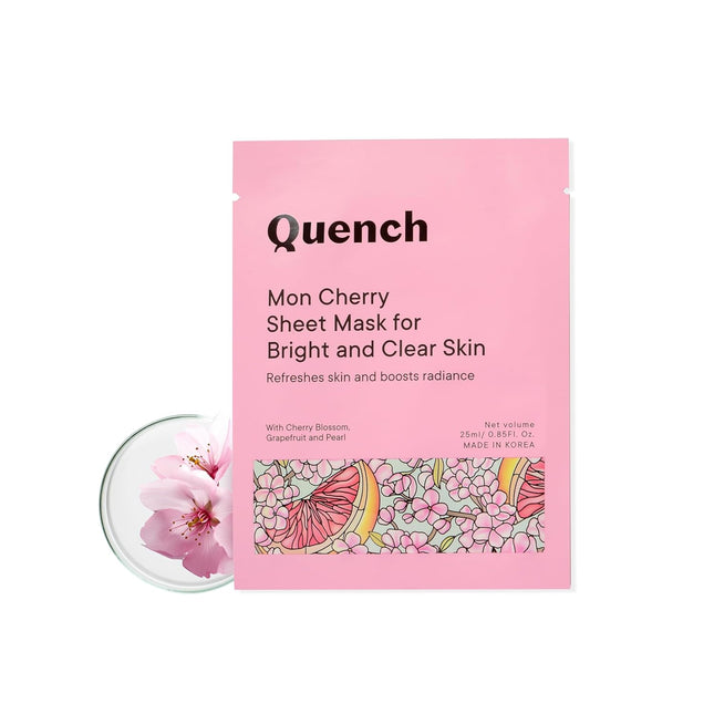 QUENCH BOTANICS Korean Sheet Mask with Cherry Blossom Radiance Face Mask-25ML