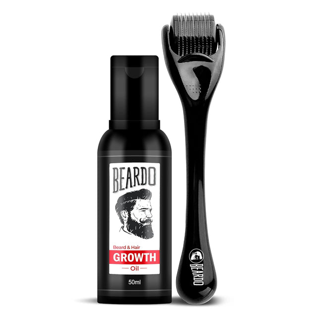 Beardo Beard & Hair Growth Oil 50ml & Derma Roller For Hair Growth 0.5 mm| Dermaroller