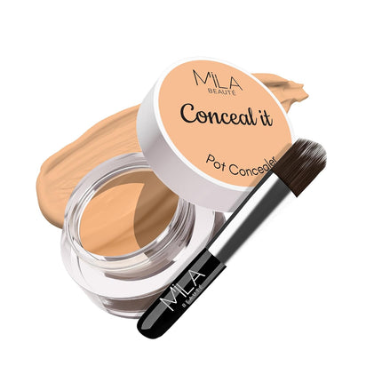 Mila Beauté Conceal It Pot Concealer with Brush | Enriched With SPF 15 and Vitamin E