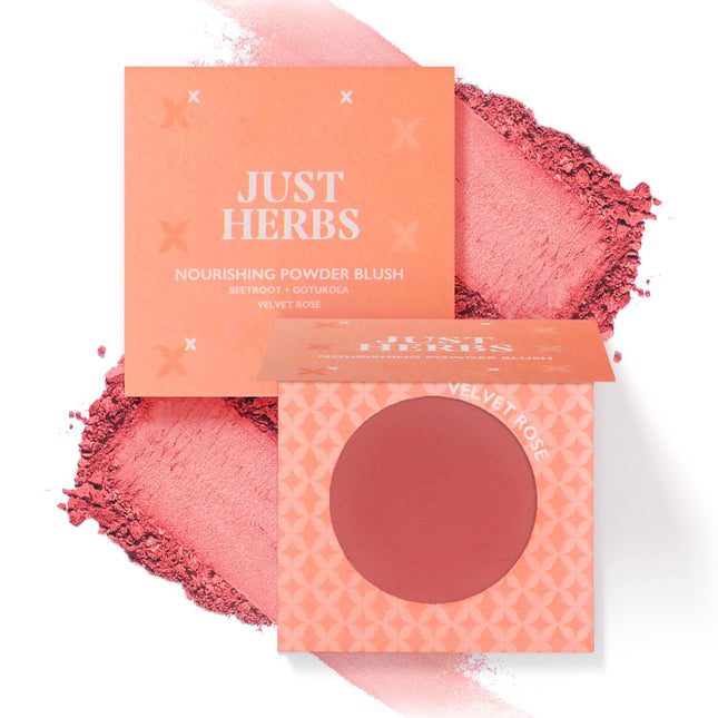 Just Herbs Nourishing Powder Blush Infused with Beetroot & Gotukola Velvet Rose-3.5g