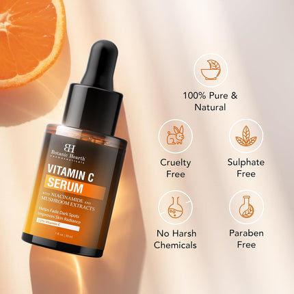 Botanic Hearth 15% Vitamin C Face Serum with Niacinamide, Hyaluronic Acid, Allantoin, Cica, Ferulic Acid & Vitamin E-30ml