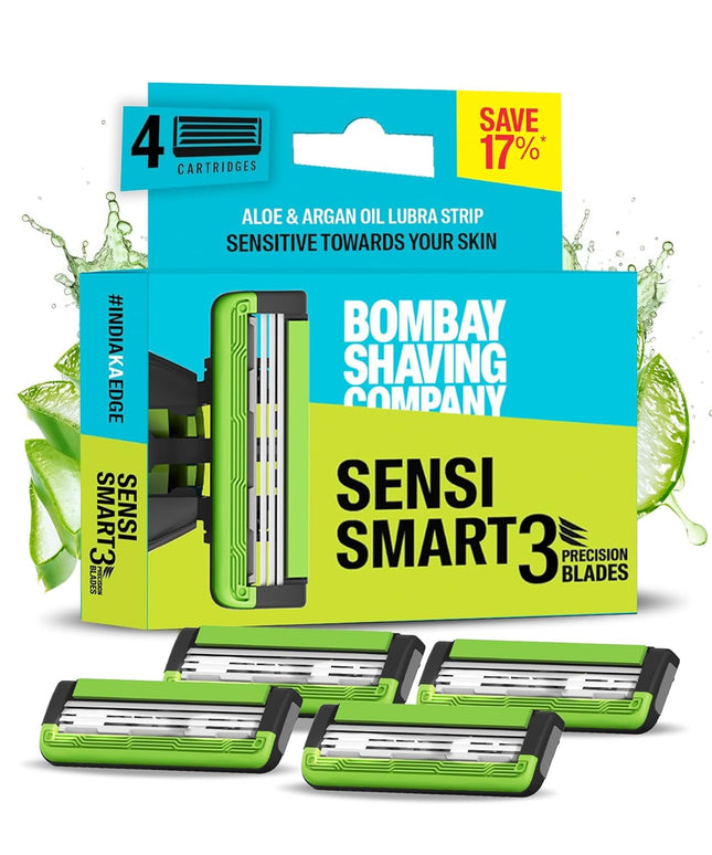 Bombay Shaving Company Sensi Smart 3 Razor Cartridge  | Pack Of 4 Blades