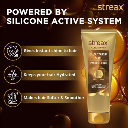 Streax Glossy Serum Shine Unscented Hair Conditioner For Women & Men-240ml