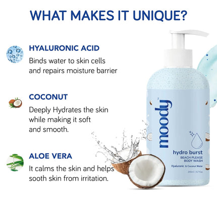 Moody 7D Hydro Burst with Hyaluronic Acid Body Wash-200ml