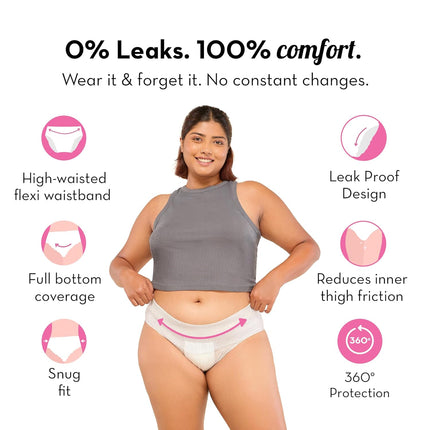 Plush Comfort High Waist Disposable Period Panty for Girls Heavy Flow - 5 Pcs