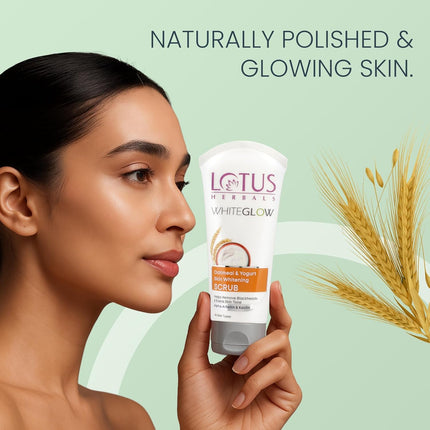 Lotus Herbals WhiteGlow Skin Oatmeal & Yogurt Scrub For All Skin Types |100g
