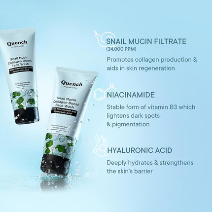 QUENCH BOTANICS Quench Snail Mucin Collagen Boost Face Wash 100ml