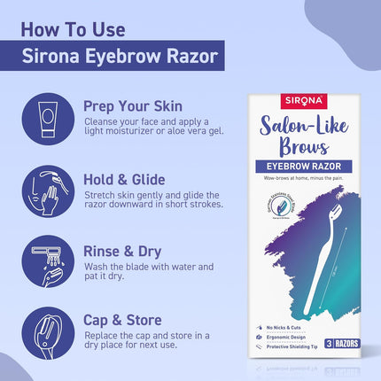 Sirona Reusable Eyebrow Razors for Women - 3 Razors (Pack of 1)