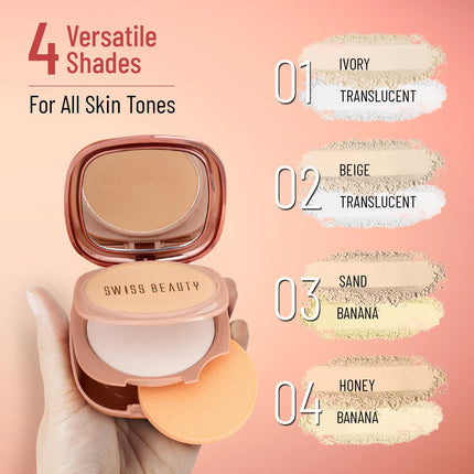 SWISS BEAUTY All Matte & Set Duo Lightweight Compact Powder + Translucent Powder-20gm