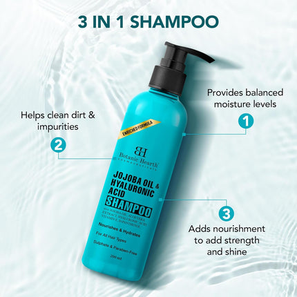 Botanic Hearth Jojoba & Hyaluronic Acid Shampoo with Jojoba Oil & Aloe Extracts-200 ml