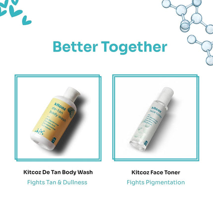Kitcoz Detan Body Wash with 2% Glycolic Acid, 2% Kojic Acid, 2% Arbutin & 5% Niacinamide-250ml