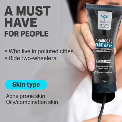 BOMBAY SHAVING COMPANY Charcoal Facewash for Men | 150g x 2