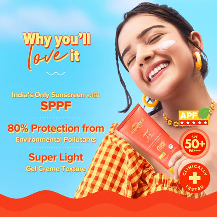 Aqualogica Detan+ Dewy Sunscreen SPF 50+ PA++++ with Cherry Tomato & HA - 80 g