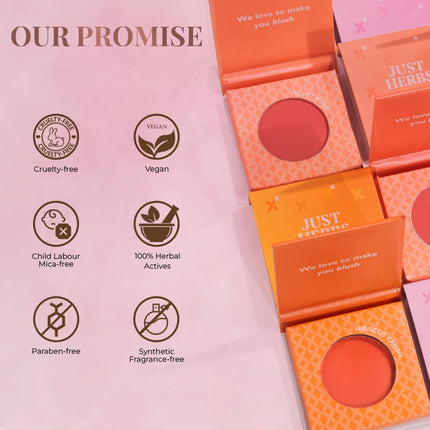 Just Herbs Nourishing Powder Blush Infused with Beetroot & Gotukola Velvet Rose-3.5g