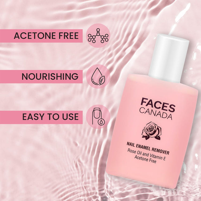 FACES CANADA Nail Enamel Remover - 90ml | Enriched With Rose Oil & Vitamin E