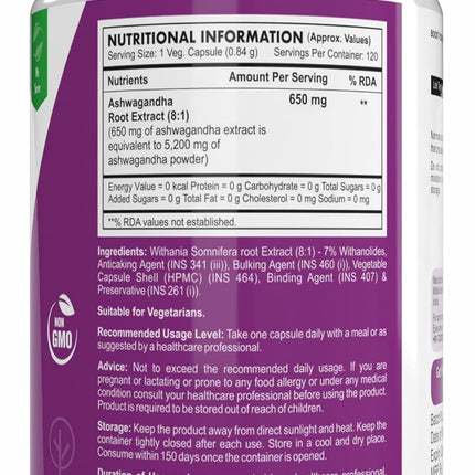 Healthy Hey Nutrition Ashwagandha Powder 120 Capsules