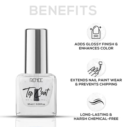 RENEE Top Coat Glossy Finish Nail Enamel-10ml