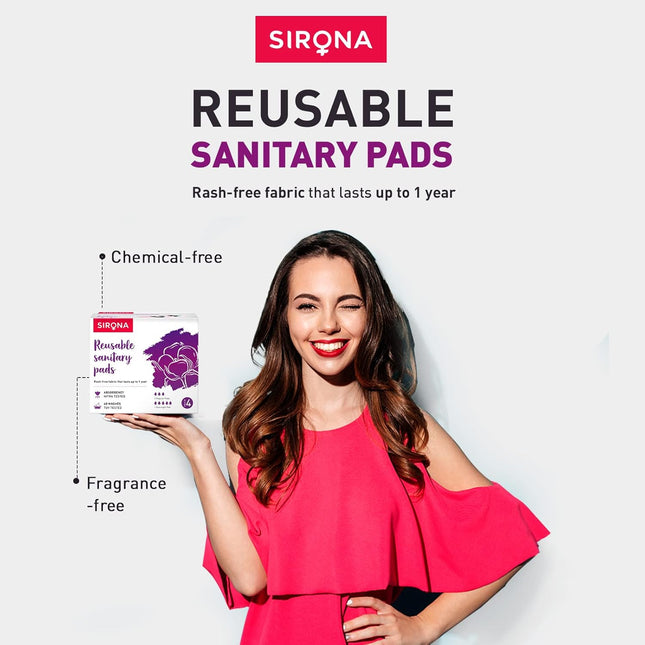 Sirona Reusable Pad for Women and Girls | (Pack of 4)| 3 Regular Pads + 1 Overnight Pad