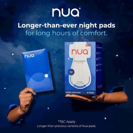 Nua All Night Comfort Sanitary Pads | Pack of 8 (XXXL 400mm)