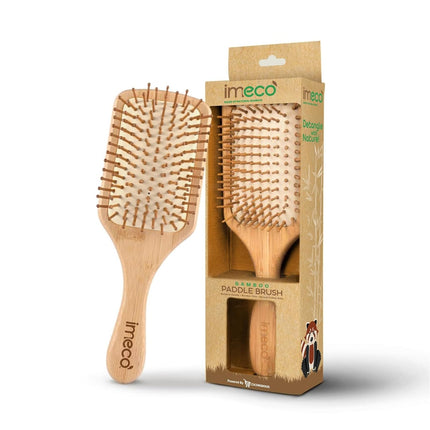 IMECO Bamboo Paddle Hairbrush | 100% Natural Wooden Comb