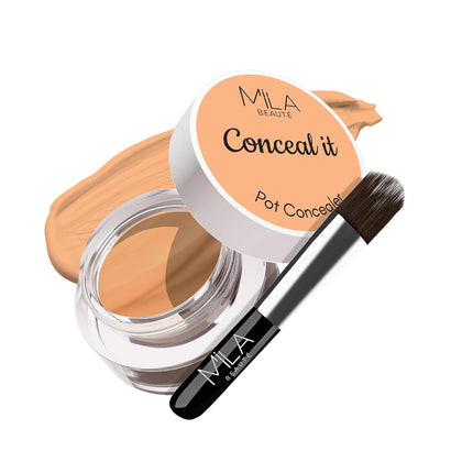 Mila Beauté Conceal It Pot Concealer with Brush | Enriched With SPF 15 and Vitamin E