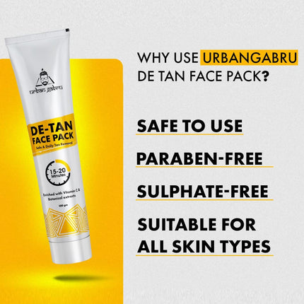UrbanGabru De-tan Face Pack with Vitamin C & Aloe Vera Extracts-100gm