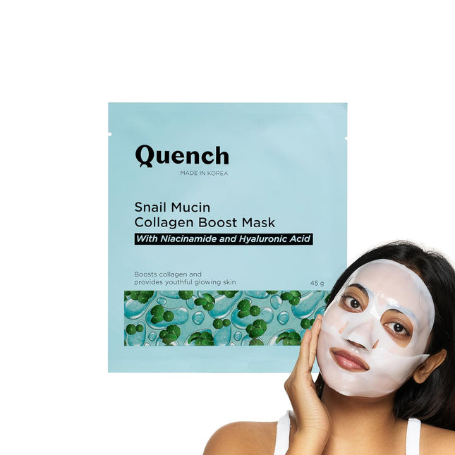 Quench Snail Mucin Korean Collagen Boost Mask with Niacinamide & Hyaluronic Acid-45g