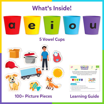 Skillmatics Learning Toys – Phonics Sorter, Vowel Sorting & Early Reading Activity for Boys & Girls Ages 4, 5, 6, 7