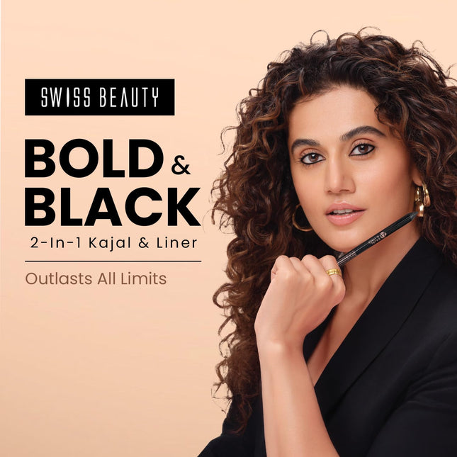 Swiss Beauty Bold & Black Kajal 24Hours Wear, Eye Makeup, Black, 1.2G