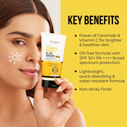 Dr. Sheth's Ceramide & Vitamin C Oil-Free Duo |Spf 50 Sunscreen & Moisturizer Combo For Oily Skin 50 G X 2