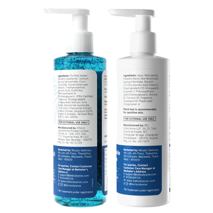 Be Bodywise Body Acne Reduction Kit with 1% Salicylic Acid Body Wash & 10% Niacinamide Hydrating Face & Body Lotion