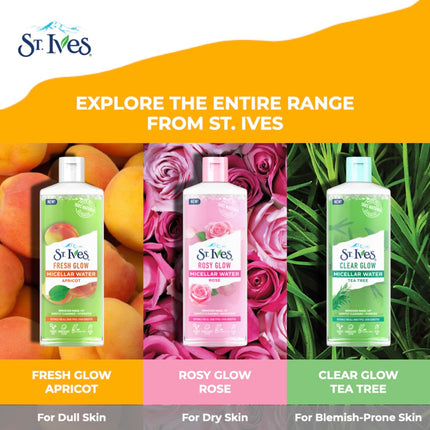 St. Ives Clear Glow Tea Tree Micellar Water 3-In-1 Cleanser, Toner & Makeup Remover for All Skin Types-400ml