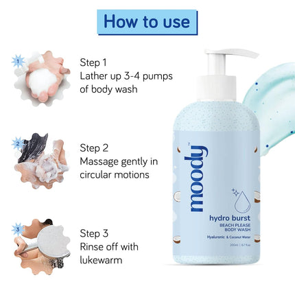 Moody 7D Hydro Burst with Hyaluronic Acid Body Wash-200ml