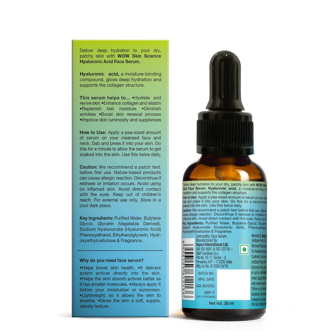 WOW Skin Science Hyaluronic Acid Moisturising Face Serum | For Dry-30 ml