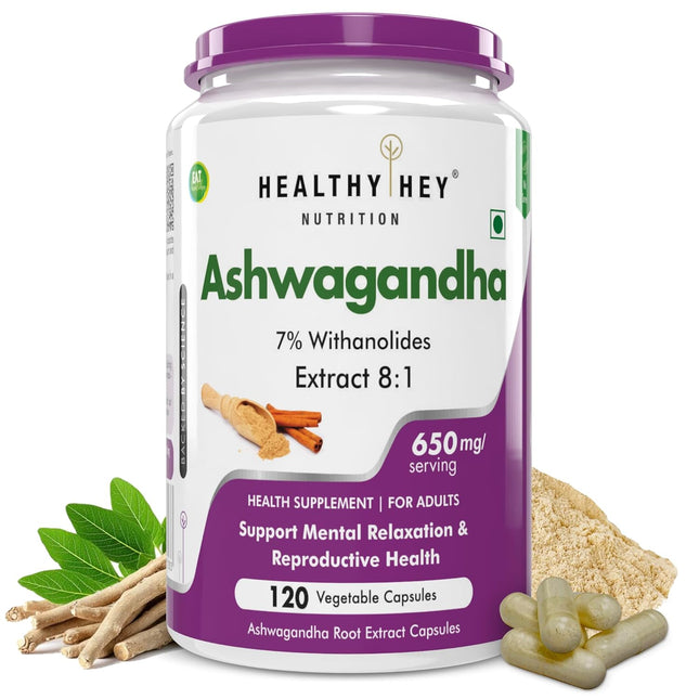 Healthy Hey Nutrition Ashwagandha Powder 120 Capsules