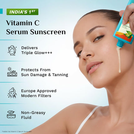 Pilgrim 5% Vitamin C Complex Brightening Serum Sunscreen SPF 50+ PA++++ with Glutathione & Niacinamide - 50ml
