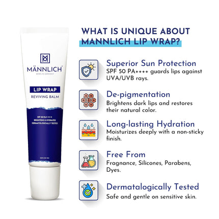 Mannlich Lip Balm For Men (10G) Lip Care With Spf 50 Pa++++