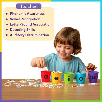 Skillmatics Learning Toys – Phonics Sorter, Vowel Sorting & Early Reading Activity for Boys & Girls Ages 4, 5, 6, 7
