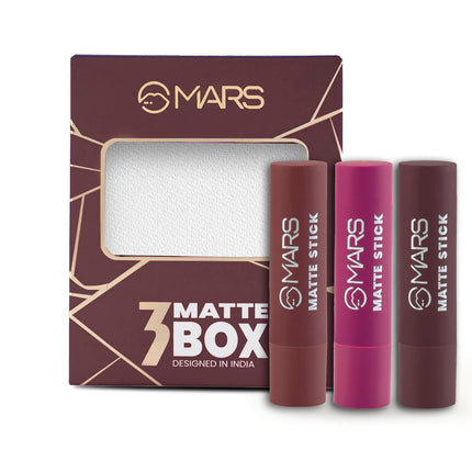 MARS Matte Box Set of 3 Lipsticks for Women 3x3.2 gm