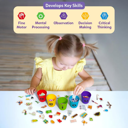 Skillmatics Learning Toys – Phonics Sorter, Vowel Sorting & Early Reading Activity for Boys & Girls Ages 4, 5, 6, 7