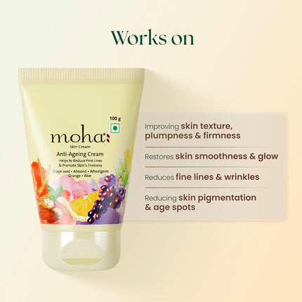 Moha Anti Ageing Cream with Grapeseed Oil, Aloe Vera & Wheat Germ-100g