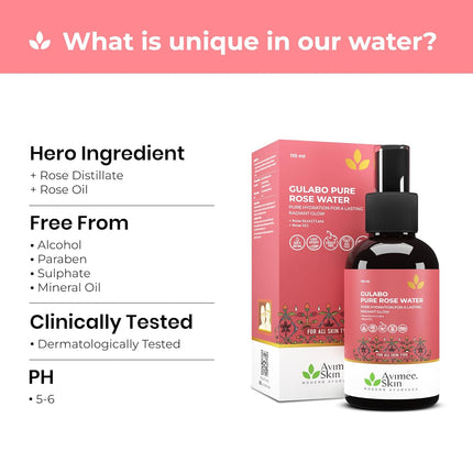 Avimee Herbal Gulabo Premium Rose Water Toner | For All Skin Types | 110 ml