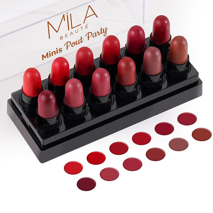Mila Beauté 12 Creamy Matte Mini Pout Party Lipstick Kit-12g