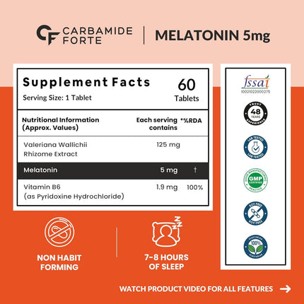 Carbamide Forte Melatonin 5mg Sleep - 60 Veg Tablets